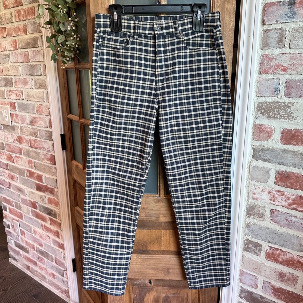 American Eagle Mom Jean Women 8 (30x27.5) Plaid High‎ Rise Tapered Checkered